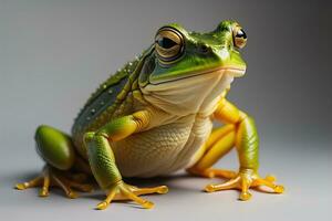 European tree frog, Hyla arborea isolated on solid colour background. ai generative photo