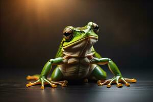 European tree frog, Hyla arborea isolated on solid colour background. ai generative photo