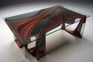 Interior of a living room with a glass table. ai generative photo