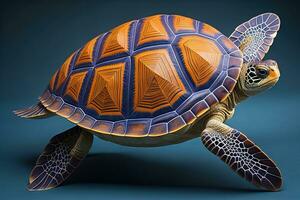 a sea turtle isolated on solid color background. ai generative photo