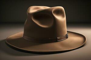 Cowboy hat on a wooden table. ai generative photo