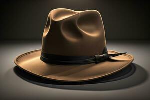 Cowboy hat on a wooden table. ai generative photo