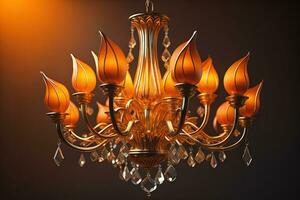 Luxury chandelier isolated on dark background. ai generative photo