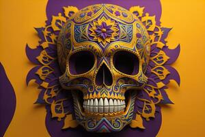 Day of the Dead sugar skull. Mexican sugar skull. ai generative photo