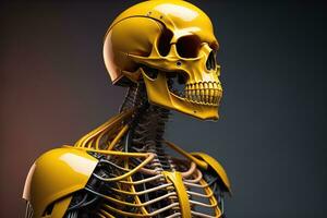 a human skeleton on a solid color background. ai generative photo