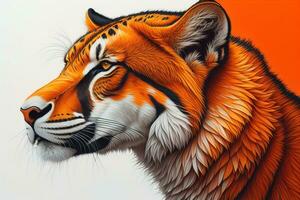 Tiger head with colorful background. ai generative photo