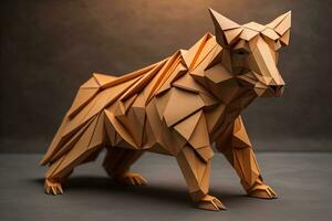 Paper origami animal isolated on solid color background. ai generative photo