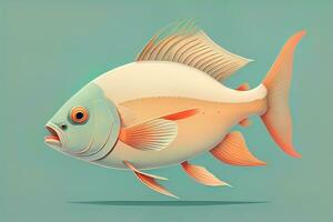 Illustration of a fish on a blue background, vector illustration. ai generative photo