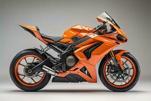 Modern powerful sports motorcycle on a colorful background. ai generative photo
