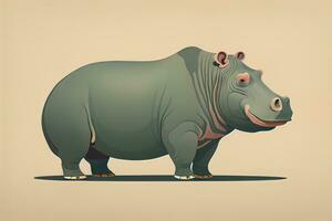 Hippopotamus standing on its hind legs. Vector illustration. ai generative photo