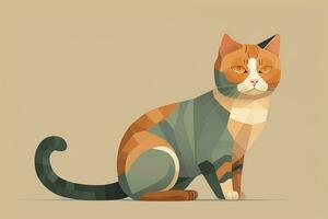 Cute cat sitting on the floor. Vector illustration in retro style. ai generative photo