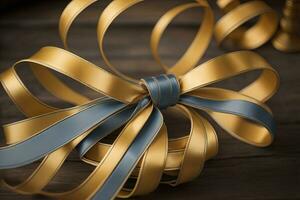 Shiny satin ribbon in brown color isolated on white background. ai generative photo