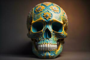 Day of the Dead sugar skull. Mexican sugar skull. ai generative photo