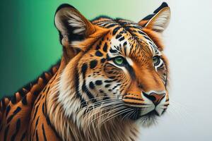 Tiger head with colorful background. ai generative photo