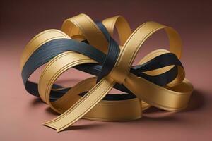 Shiny satin ribbon in brown color isolated on white background. ai generative photo