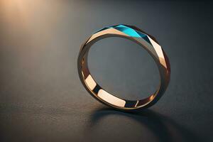 Wedding ring on a solid color background. Jewelry. ai generative photo