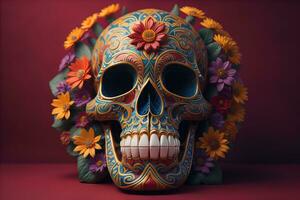 Day of the Dead sugar skull. Mexican sugar skull. ai generative photo
