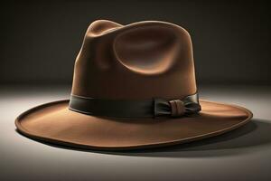 Cowboy hat on a wooden table. ai generative photo