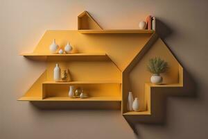 Bookshelf in scandinavian interior. ai generative photo