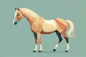 Brown and white horse standing. Vector illustration. ai generative photo