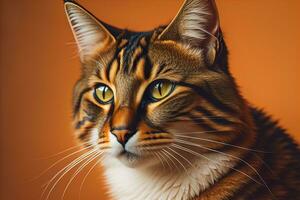 Portrait of a beautiful Maine Coon cat on a dark background. ai generative photo