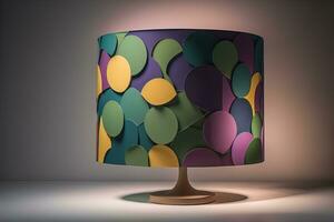 a decorative and colorful lamp on a solid color background. ai generative photo