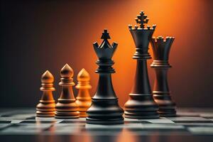 Different chess piece on a solid color background. ai generative photo