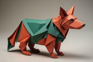 Paper origami animal isolated on solid color background. ai generative photo