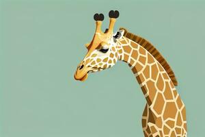 Giraffe isolated on green background. Cartoon style. Vector illustration. ai generative photo