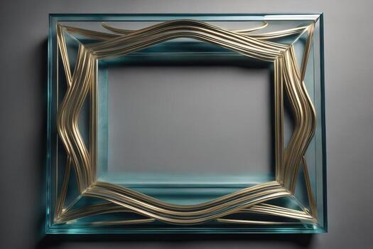 Glass picture frame on a solid color background. ai generative photo