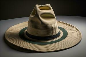 Fashionable hat on a solid color background. ai generative photo