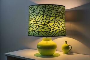 decorative table lamp on solid color background. ai generative photo