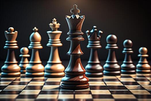 Different chess piece on a solid color background. ai generative photo
