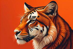 Portrait of a tiger on a solid color background. Close-up. ai generative photo