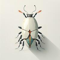 Illustration of a bug on a white background with soft shadow. ai generative photo