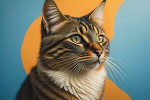 Portrait of a beautiful Maine Coon cat on a dark background. ai generative photo