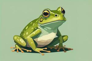 Frog on a green background. Vector illustration of a frog. ai generative photo