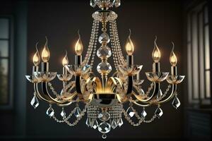 Luxury chandelier isolated on dark background. ai generative photo