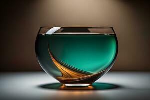 Colorful glass pot on a dark background. ai generative photo