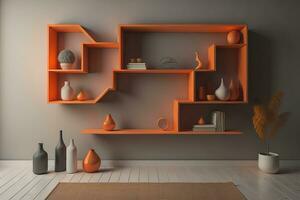 Bookshelf in scandinavian interior. ai generative photo