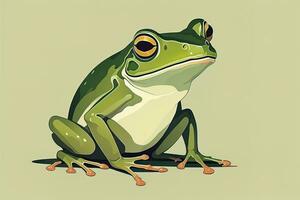 Frog on a green background. Vector illustration of a frog. ai generative photo