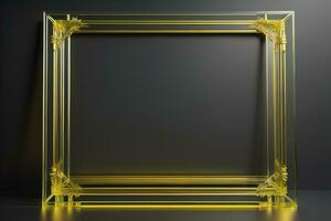 Glass picture frame on a solid color background. ai generative photo