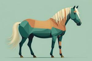 Brown and white horse standing. Vector illustration. ai generative photo