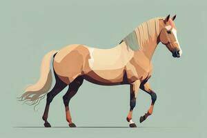 Brown and white horse standing. Vector illustration. ai generative photo