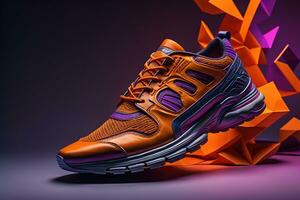 Men's shoes on a solid colour background. Studio shot. ai generative photo