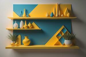 Bookshelf in scandinavian interior. ai generative photo