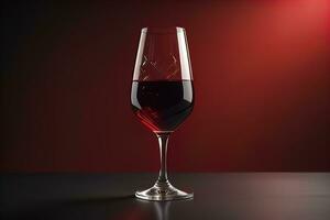 Glass of red wine on black background. ai generative photo