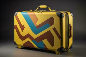 a travel suitcase isolated on a solid color background. ai generative photo