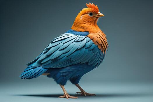 Colorful chicken on a solid color background, studio photo. ai generative photo