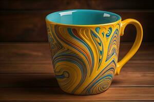 Cup of coffee. Beautiful and stylish coffee cup on a solid colored background. ai generative photo